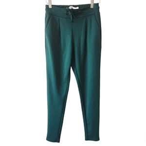 ICHI Kate Blue Green Elastic High Waist Jogger Trouser Pants Women's Sz Xs